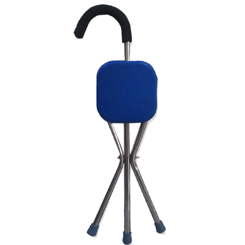 Cane Stool Thickened Stainless Steel Elderly Outdoor Travel Cane Chair、walking aid、walking cane、tongkat orang tua、tongkat lipat、tongkat 4 kaki、Foldable walking stick for elderly、tongkat kaki 4、拐杖椅子 & ***