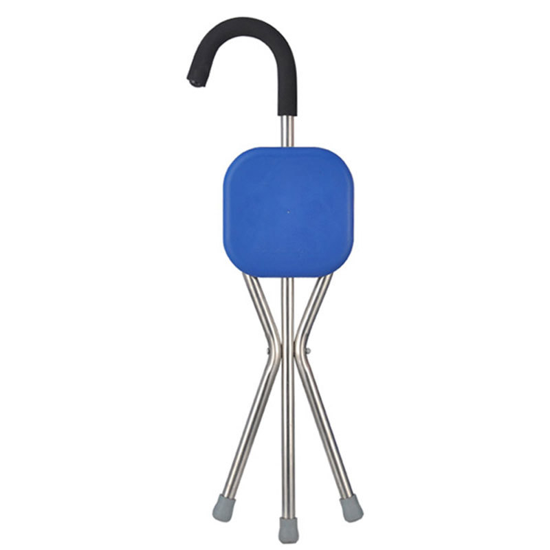 Cane Stool Thickened Stainless Steel Elderly Outdoor Travel Cane Chair、walking aid、walking cane、tongkat orang tua、tongkat lipat、tongkat 4 kaki、Foldable walking stick for elderly、tongkat kaki 4、拐杖椅子 * & - *