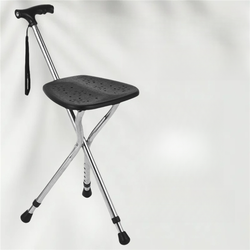 Walking Cane Stool Elderly Anti-slip Folding Walking Cane Chair、walking aid、walking cane、tongkat orang tua、tongkat lipat、tongkat 4 kaki、Foldable walking stick for elderly、tongkat kaki 4、拐杖椅子 * & --