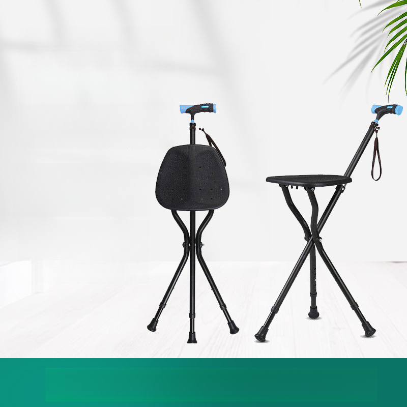 Walking Cane Stool Elderly Anti-slip Folding Walking Cane Chair 、walking aid、walking cane、tongkat orang tua、tongkat lipat、tongkat 4 kaki、Foldable walking stick for elderly、tongkat kaki 4、拐杖椅子* & **
