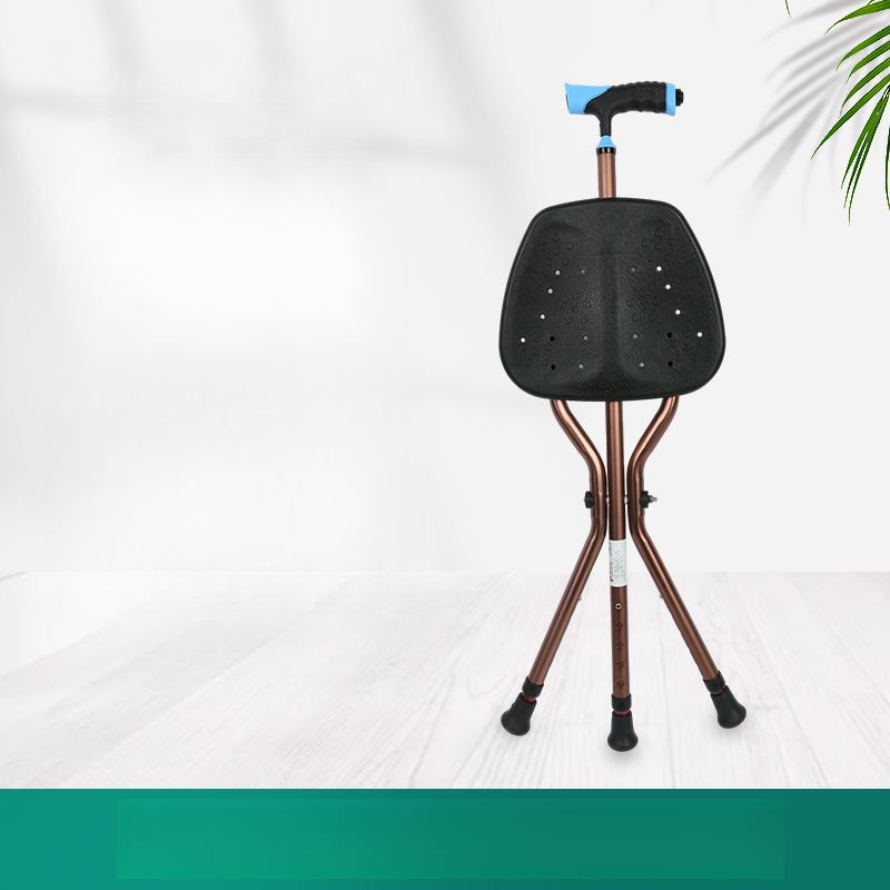 Walking Cane Stool Elderly Anti-slip Folding Walking Cane Chair、walking aid、walking cane、tongkat orang tua、tongkat lipat、tongkat 4 kaki、Foldable walking stick for elderly、tongkat kaki 4、拐杖椅子 & - & -