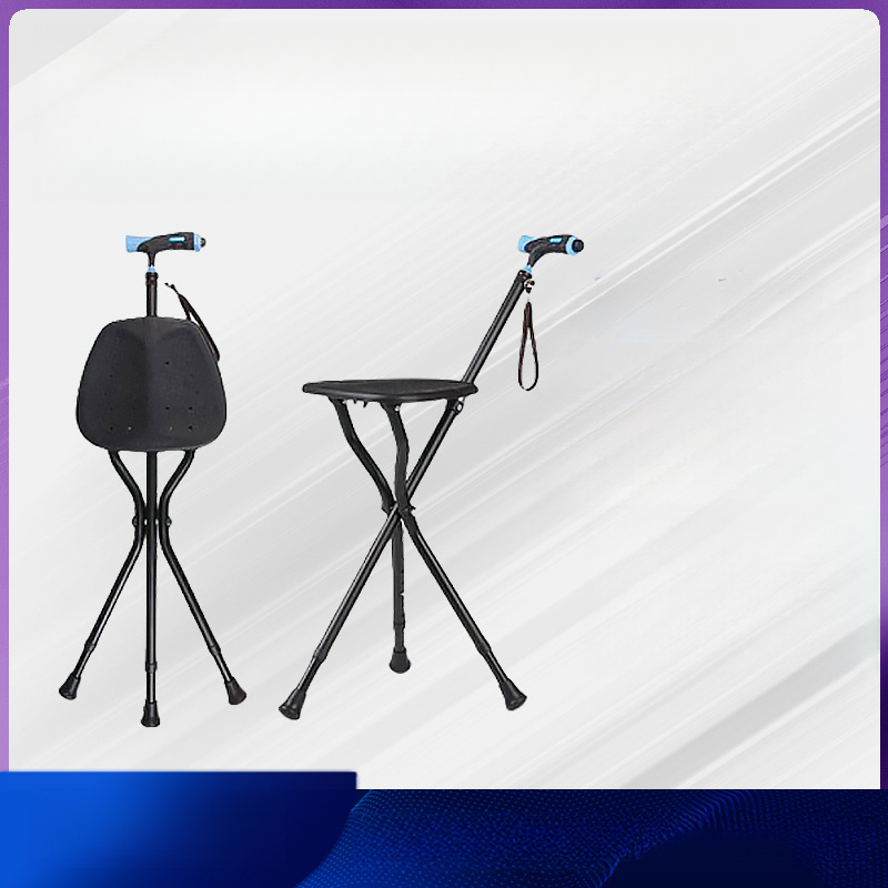 Walking Cane Stool Elderly Anti-slip Folding Walking Cane Chair、walking aid、walking cane、tongkat orang tua、tongkat lipat、tongkat 4 kaki、Foldable walking stick for elderly、tongkat kaki 4、拐杖椅子 && * -