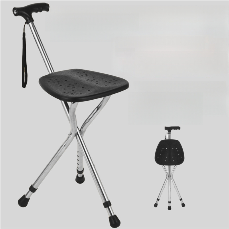 Walking Cane Stool Elderly Anti-slip Folding Walking Cane Chair 、walking aid、walking cane、tongkat orang tua、tongkat lipat、tongkat 4 kaki、Foldable walking stick for elderly、tongkat kaki 4、拐杖椅子* && -