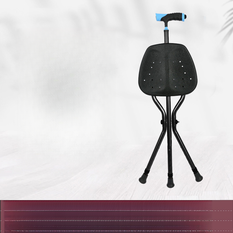 Walking Cane Stool Elderly Anti-slip Folding Walking Cane Chair、walking aid、walking cane、tongkat orang tua、tongkat lipat、tongkat 4 kaki、Foldable walking stick for elderly、tongkat kaki 4、拐杖椅子 & - &&