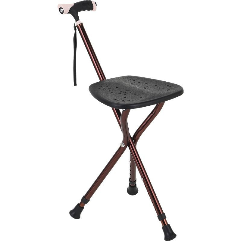 Walking Cane Stool Elderly Anti-slip Folding Walking Cane Chair-、walking aid、walking cane、tongkat orang tua、tongkat lipat、tongkat 4 kaki、Foldable walking stick for elderly、tongkat kaki 4、拐杖椅子 & **