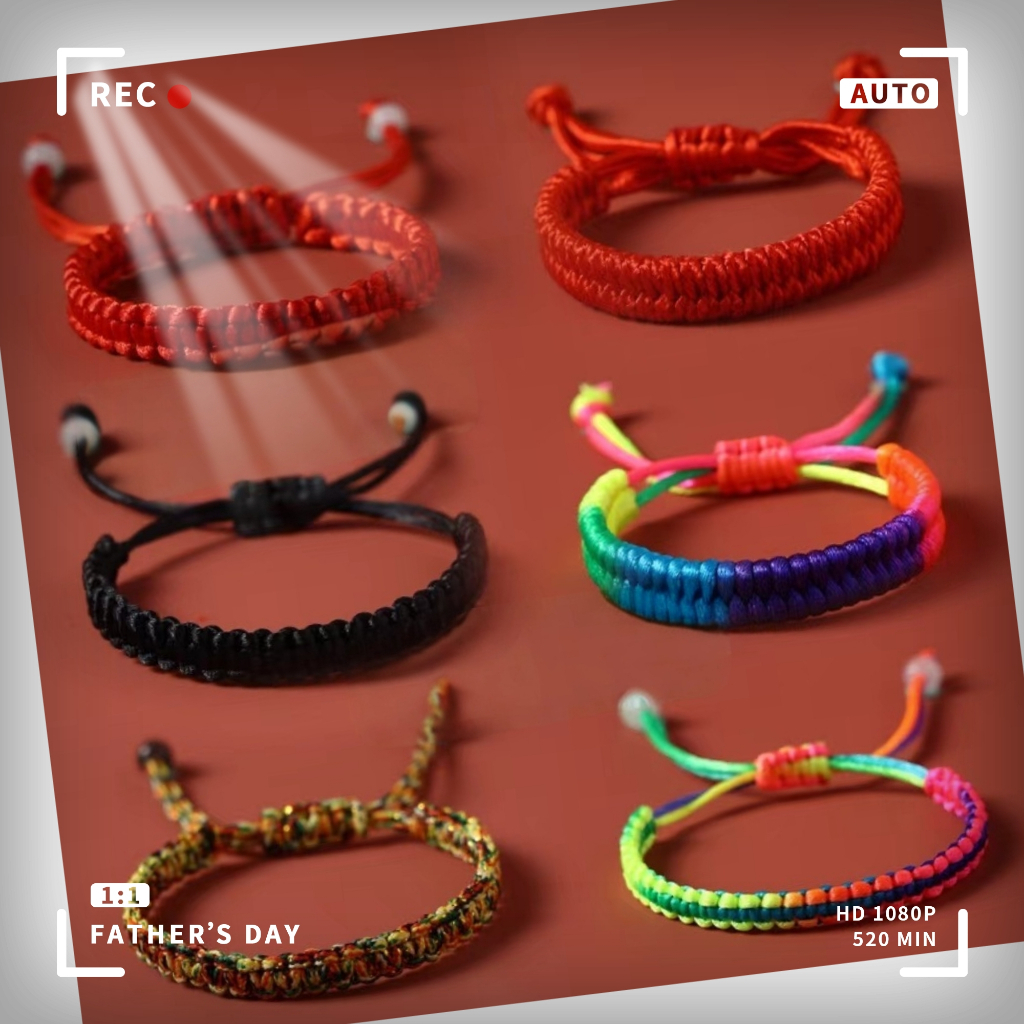 Simple Style Red String Dragon Boat Festival Multicolored Rope Flat Knot Phoenix Tail Knot Benming Year Ethnic Style Couple Bracelet Gift Gift Diy Hand-woven Adjustable Bracelet