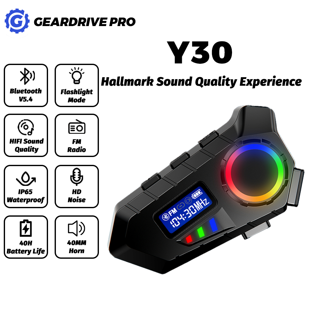 【Y30 NEW】Motorcycle Helmet Headset Bluetooth 5.4  IP65 Waterproof/25H Battery/FM/HD Screen/Noise Canellation