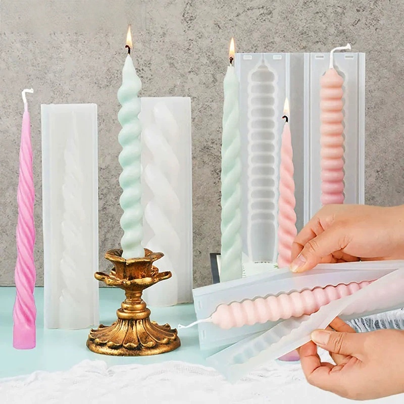 Long Candle Silicone Mold DIY Spiral Aromatherapy Candlestick Fragrant Gypsum Handmade Mould