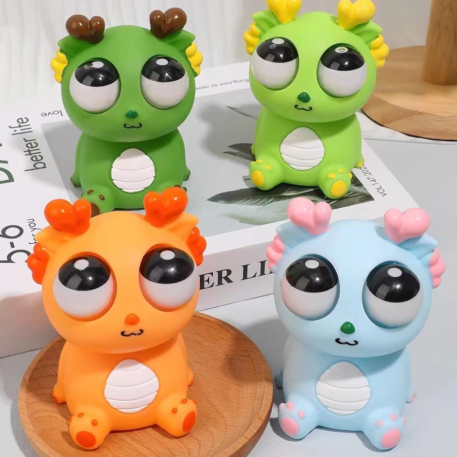 Wheatfield Life Store Eye-Popping Dragon stress reliever toy squeeze toys for kids Pinch Music Decompression Toys Year of the Dragon Squeeze Staring Dragon Man Doll Vent Eye-Popping Dragon Toys Wholesale pantanggal pagod matibay nakakaaliw