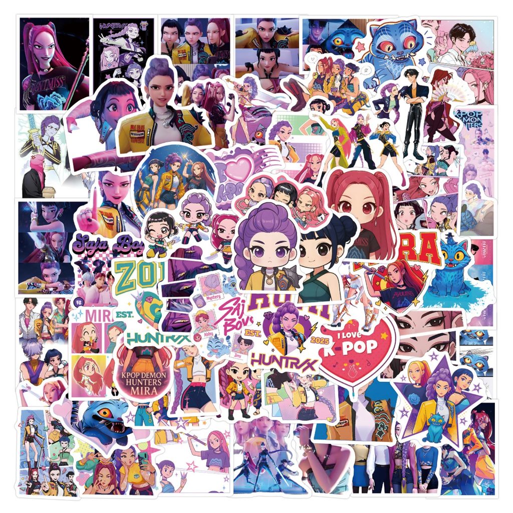 112PCS Hot KPop Demon Hunters Stickers For Kids Waterproof DIY Fashion Doodle Decals Cartoon Sticker