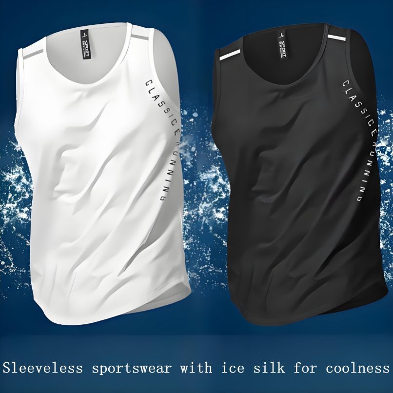Ice Silk Mens Sleeveless Vest Lightweight Breathable Summer Top Comfortable Loose Fit Fashion Streetwear Trendy Outfit for Hot Weather