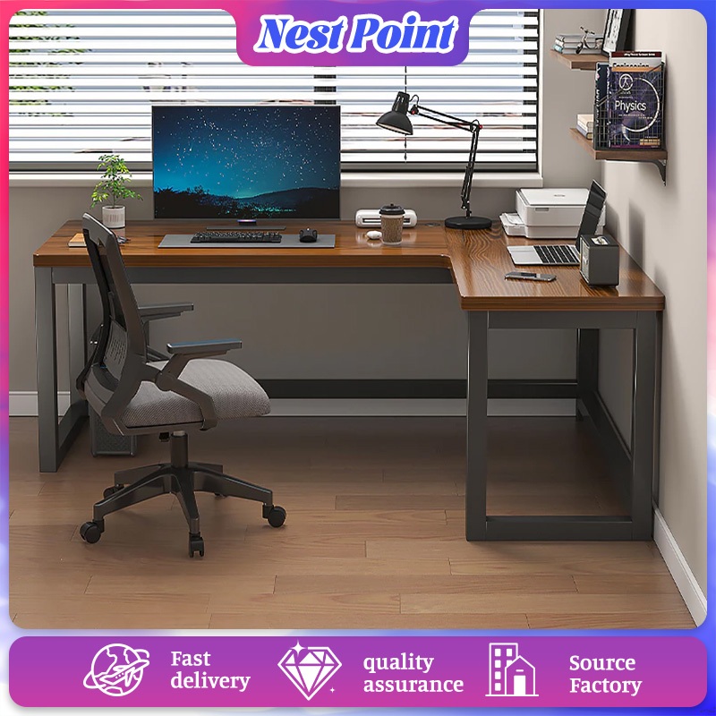 L-shaped Desk Corner Computer Table Simple Household Bedroom Study Desk Bookshelf Combination Office Table转角书桌