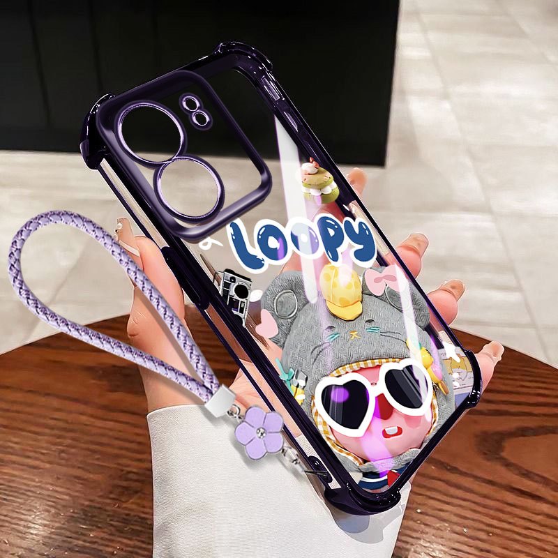 YBD Phone Case For Redmi 13C 4G 5G Xiaomi POCO C65 POCO M6 5G Cartoon Sunglasses Loopy Anti Fall Full Protection Clear Back Cover