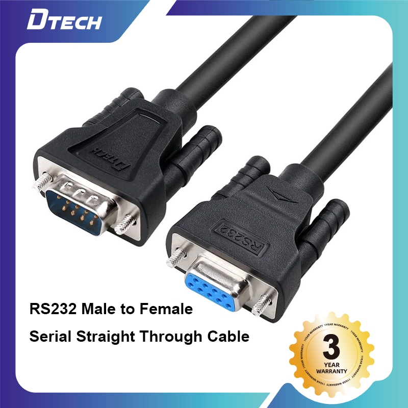 DTECH RS232 Serial Cable DB9 Male To Female Null Modem Full Hand Shaking 7 Wire Cross For Data Communication (Black)