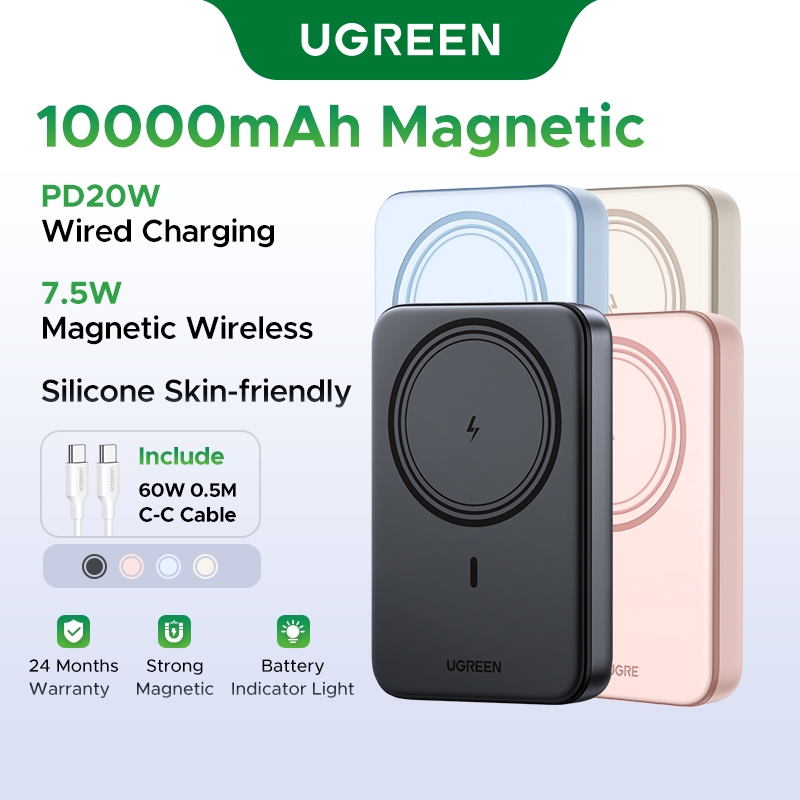 【Jackson Yee's Pick】UGREEN Magnetic Wireless 10000mAh PowerBank Charger Magnetic Wireless 7.5W /Wired Charging PD20W 10000mAh Powerbank For iPhone 16 15 14 13 12 Pro Mini