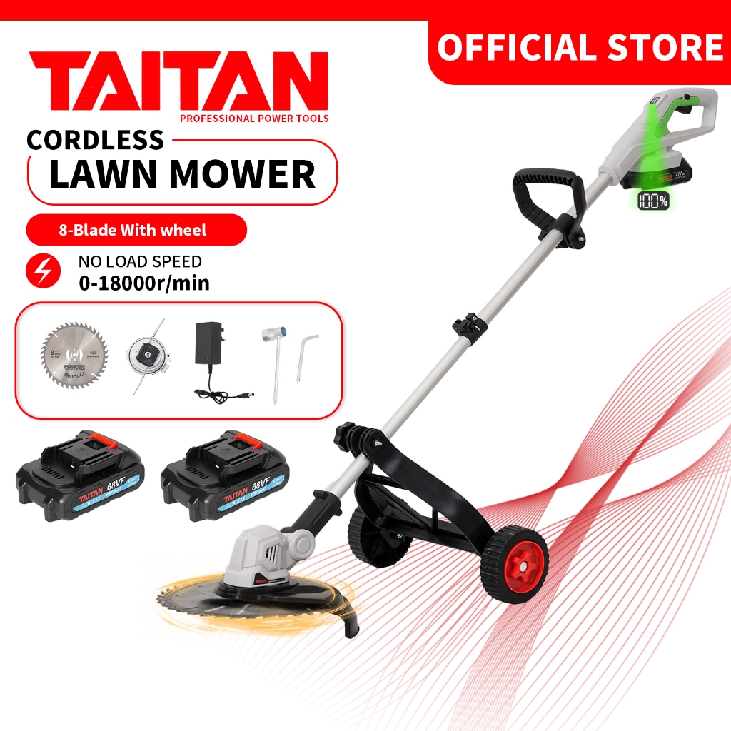 TAITAN Grass Cutter 8 Inch Cordless Mesin Rumput Bateri Electric Lawn Mower Portable Grass Trimmer Mesin Potong Rumput