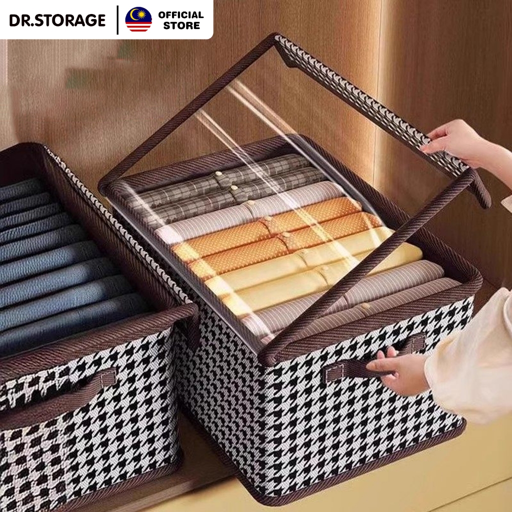 DR.STORAGE Foldable Clothes Storage Box with Steel Frame Clothes Organizer Kotak Baju Storage Kotak Simpan baju 衣服收纳盒