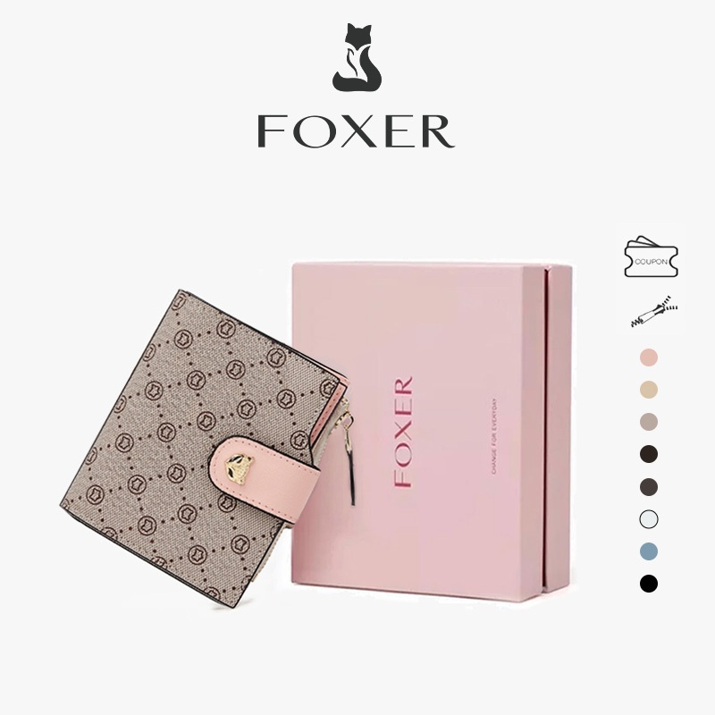 FOXER Women's Wallets Mini Wallets Cowhide Short Wallets Credit Card Holders Coin Purses