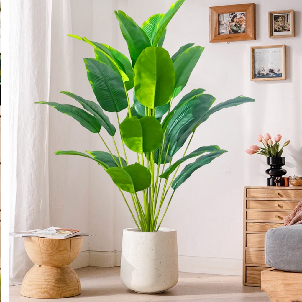 【No flower pots】 Artificial Plants Large Tropical Palm Tree Fake Banana Plants Leaves Real Touch Plastic Monstera Plant For Home Garden Decor