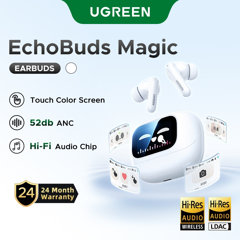 UGREEN EchoBuds Magic Hybrid Active Noise-Cancelling Earbuds Noise Cancelling Wireless In-ear Touch Screen Sports Suitable for Apple Huawei Xiaomi