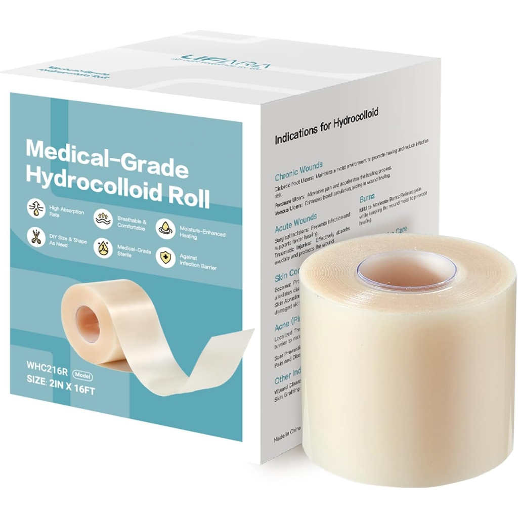 Hydrocolloid Roll for Wound Care - Cut-to-Size, Extra Large Hydrocolloid Patch Bandages with Self-Adhesive, Ultra Absorbent, Flexible & Waterproof, First Aid Kit Essential (