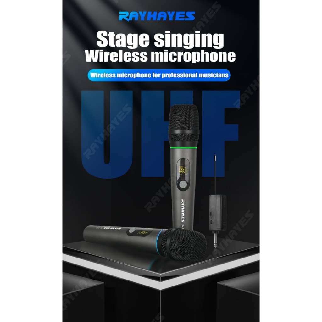 【6 Upgraded Advantages】RG-X1S UHF Wireless Microphone LED Gradient Lighting 80m Long Range Noise Reduction Anti-Feedback 8H Battery Life for Karaoke/Live Streaming/Performance/Meet