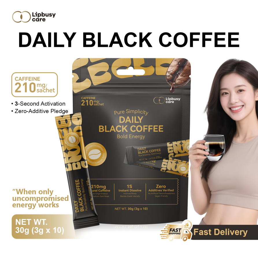 ?Refreshing&Reduce?Daily Healthy Black Coffee No Additives&Pure Natural&Low Acidity (10x3g Sachets)?LIPBUSYCARE?