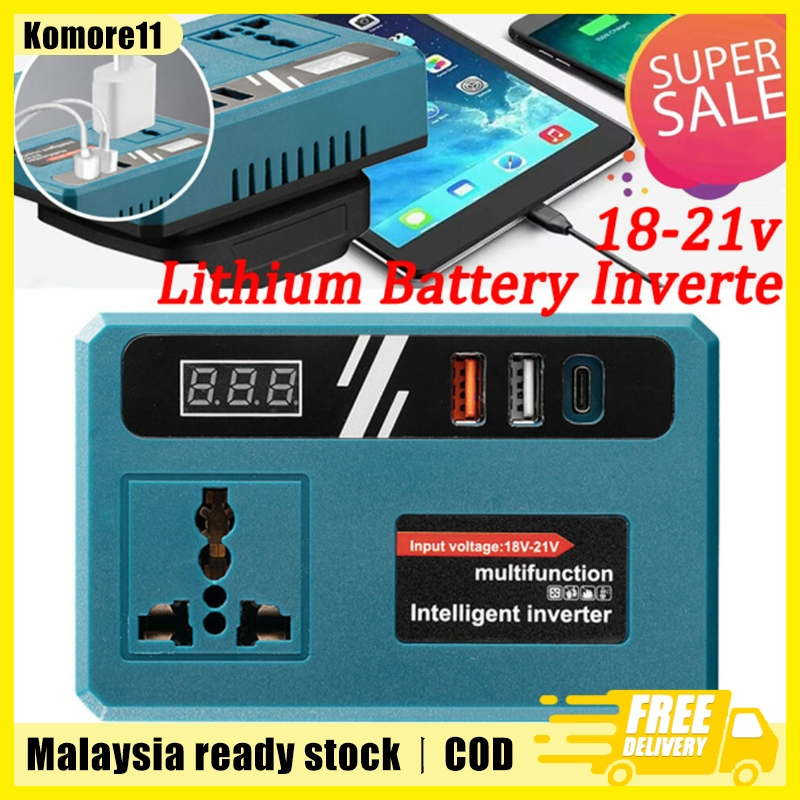 【ready stock】Portable Power Inverter 21v to 220v MT Battery 20V Lithium Battery DC 18V To 220V for Outdoor Converter Adapter