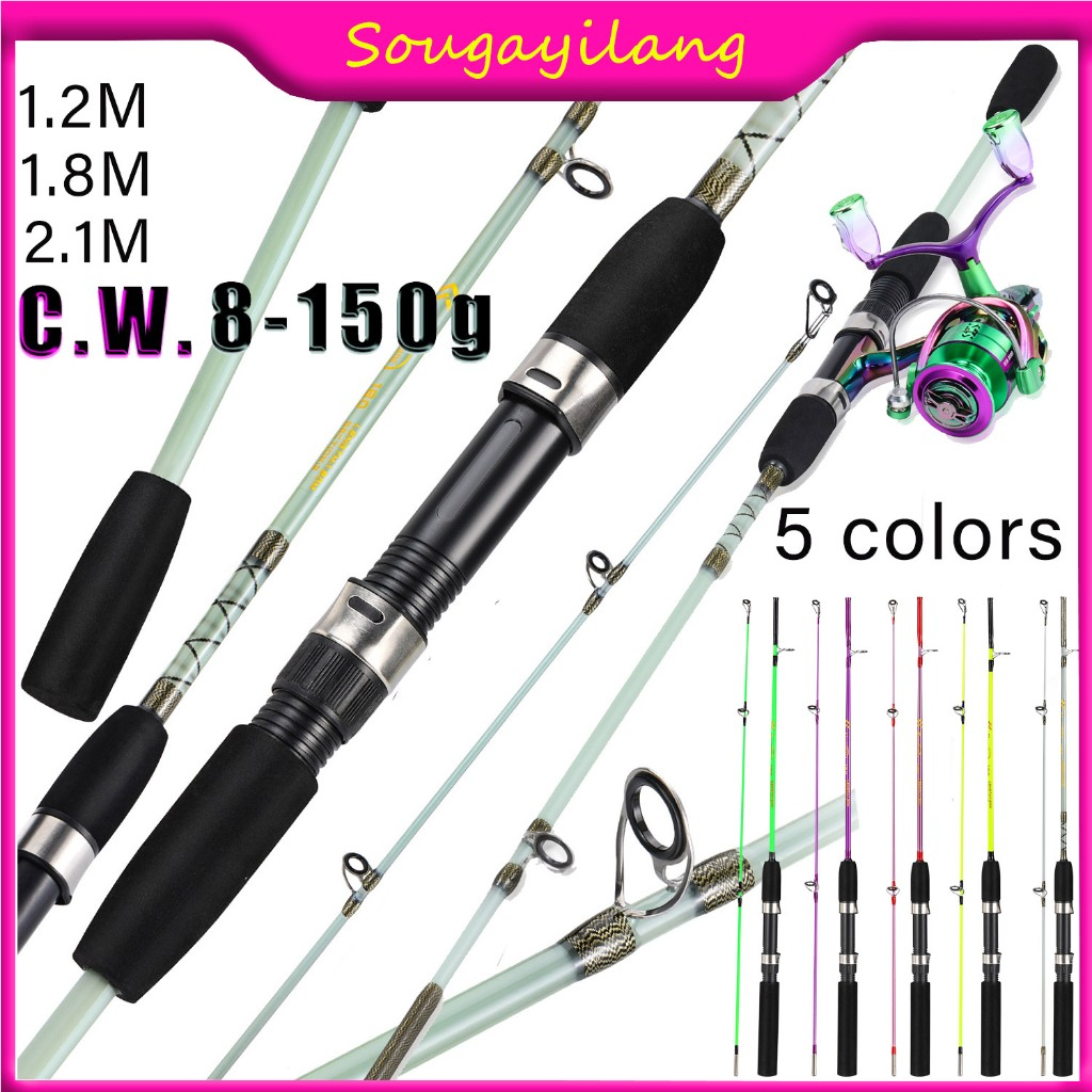 Sougayilang 2 Sections 1.2 -2.1M Solid Spinning Fishing Rod With EVA Handle For Joran Pancing