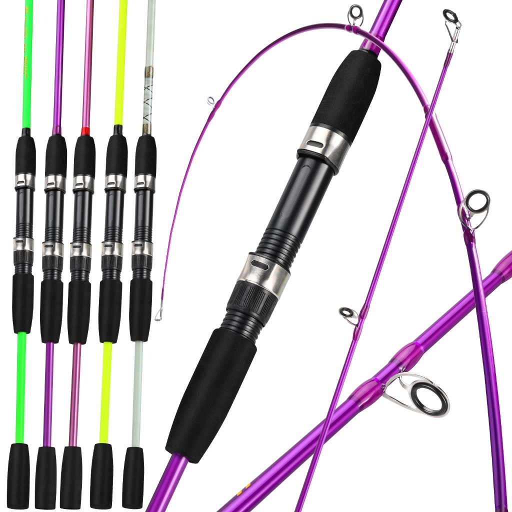 Sougayilang 2 Sections Spinning Fishing Rod 1.2m 1.8m 2.1m Solid Fishing Rod with EVA Handle for Freshwater and Saltwater