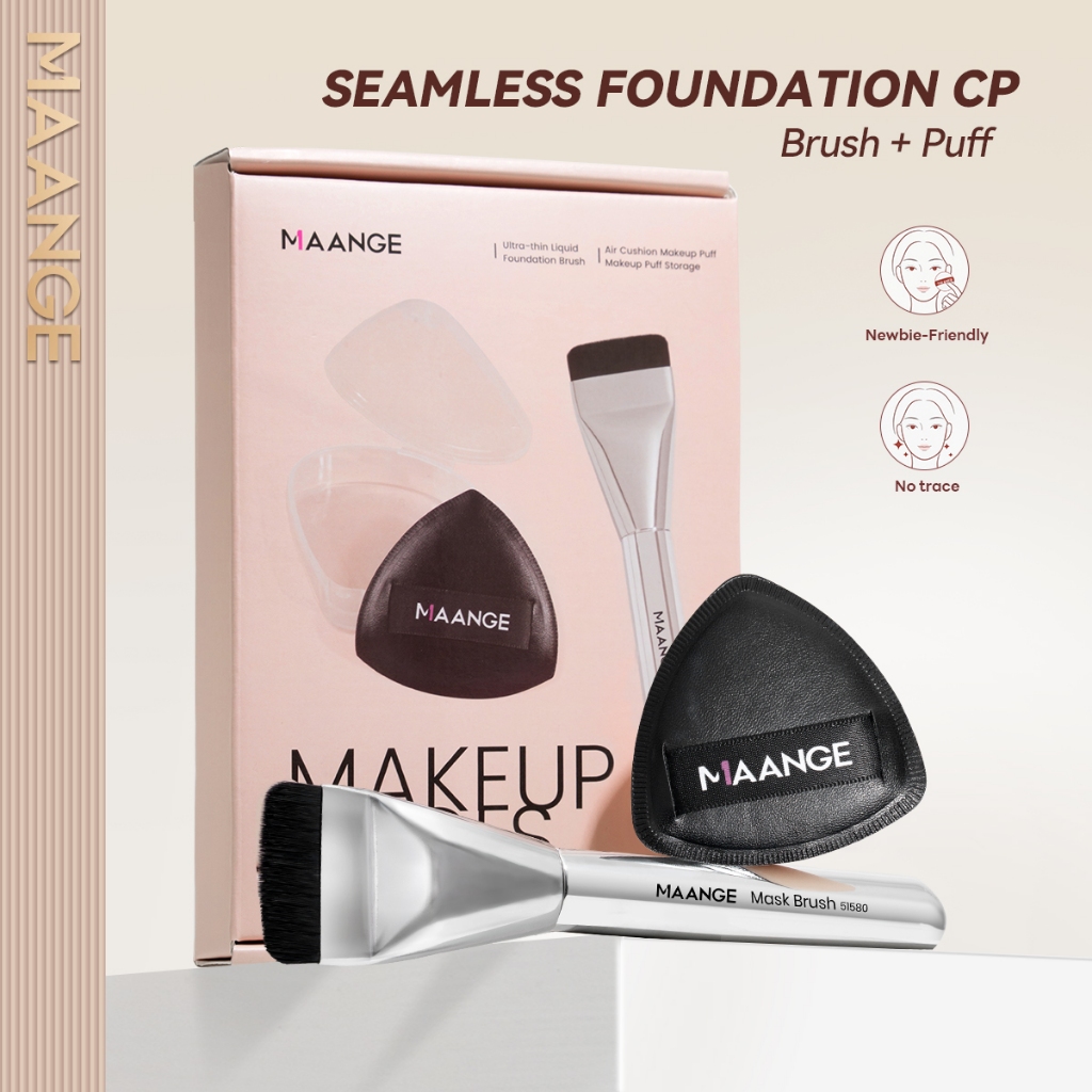 MAANGE 2-in-1 Makeup Tool Set With Smooth Bristles No Dusting Ultra-Thin High-End Makeup Brushes With Puff 52099