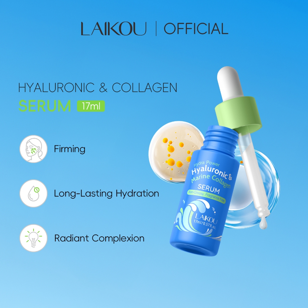 LAIKOU Hyaluronic & Collagen Serum With Peptides & Niacinamide Long-lasting Hydration Firming