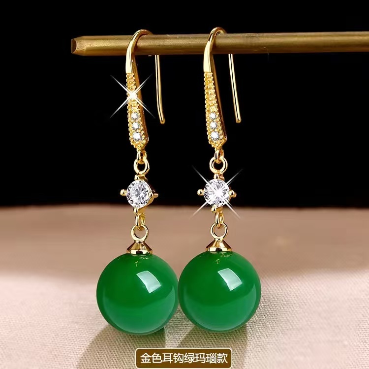 ⭐New Style New Style⭐Korea South Korea Subang Earrings/Agate/Opal/Red Agate/Green Agate/Rough Stone Pearl/Sabah Pearl/Diamond/Pearl/925 Silver Earrings/Earrings Earrings Ear Hooks