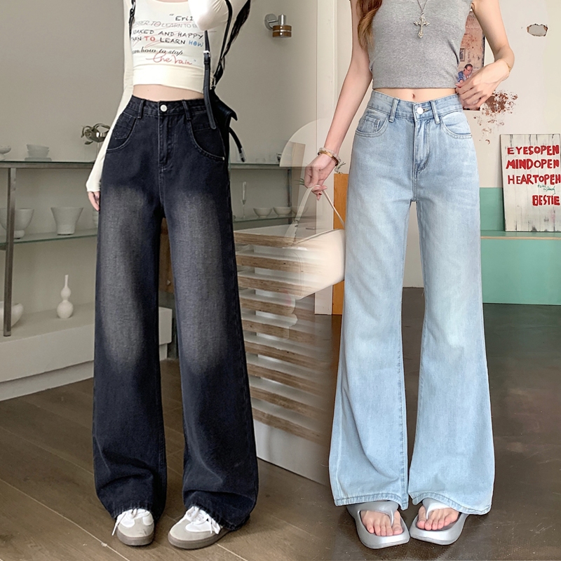 Retro Straight Jeans - High Waist Loose Slimming Wide Leg