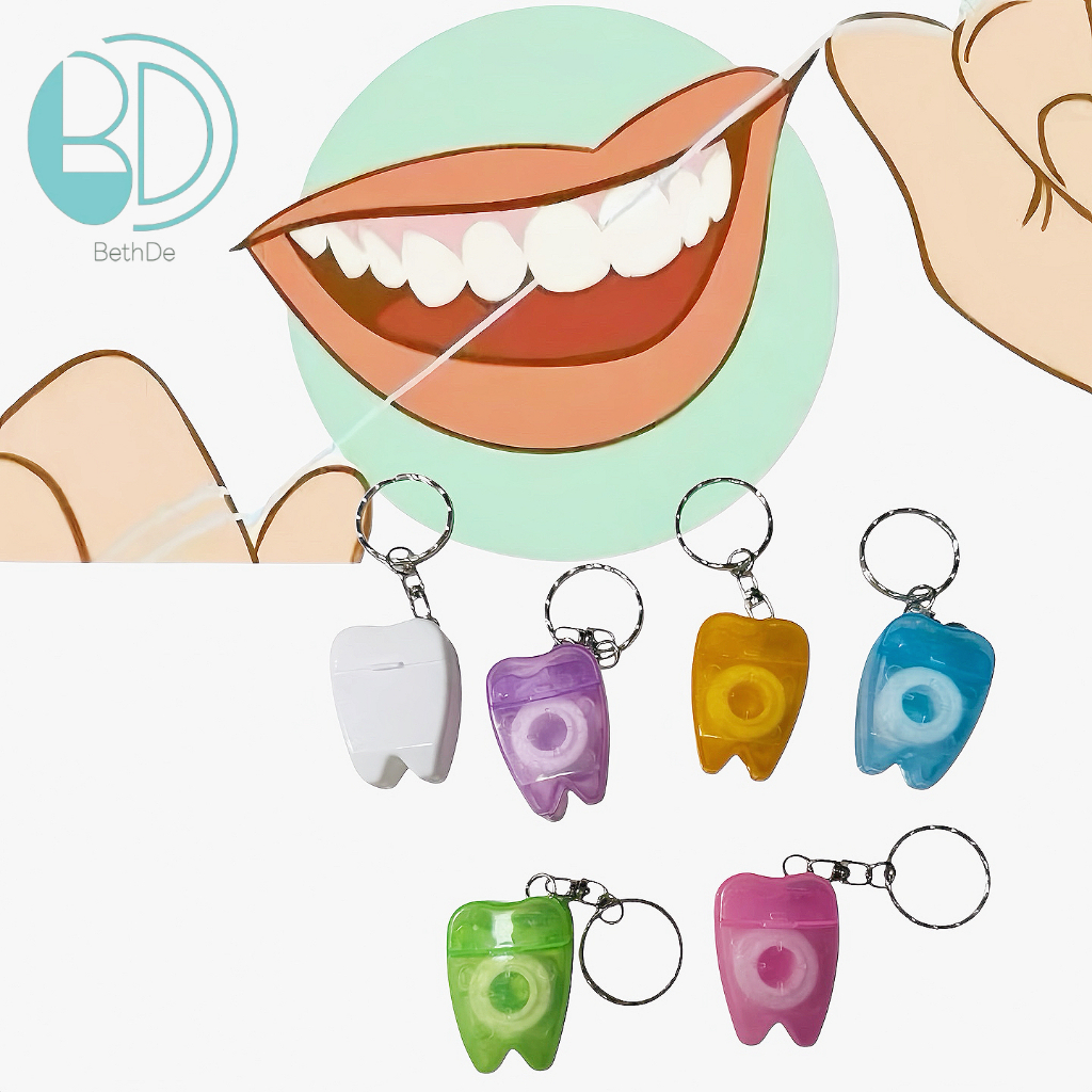 1pcs 15m Dental Portable Dental Floss Keychain Nylon Wire Floss Roll Gum Teeth Clean Tooth Care Oral Hygiene Tool Dentist Gifts