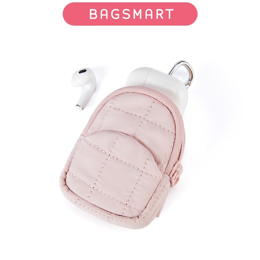 BAGSMART Wireless Earbuds Bag Mini Backpack Portable Travel Small Bag Portable Earbud Storage Pouch for Earphone Stylish Accessory