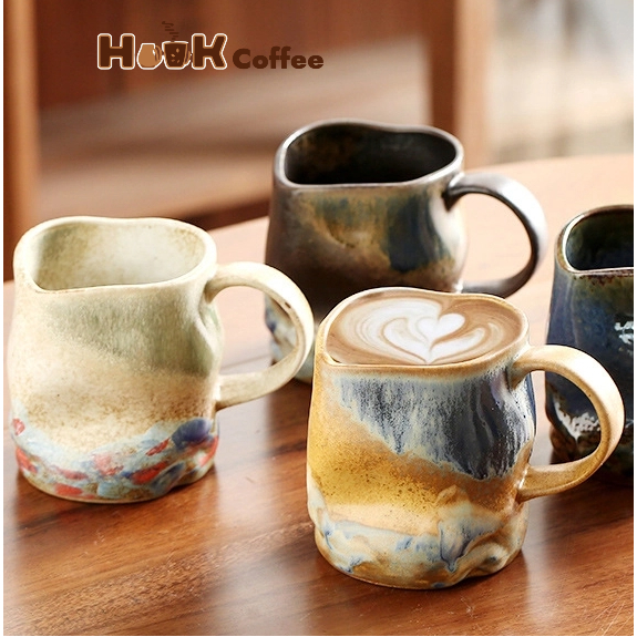 Retro Home Silent Style Ceramic Coffee Cup Unique Large-Capacity Mug Creative Household Ceramic Anti-Scalding Tea Cup Hot-selling Restaurant Coffee Shop Bar Club Gift Customization