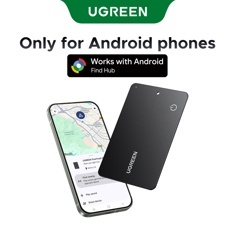 UGREEN FineTrack Slim G Bluetooth Tracker Tags Work with Find Hub (Android Only), 1.7mm Ultra-Slim Wallet Card Finder, IP68 Waterproof Tracker Card for Wallet, Key, Luggage