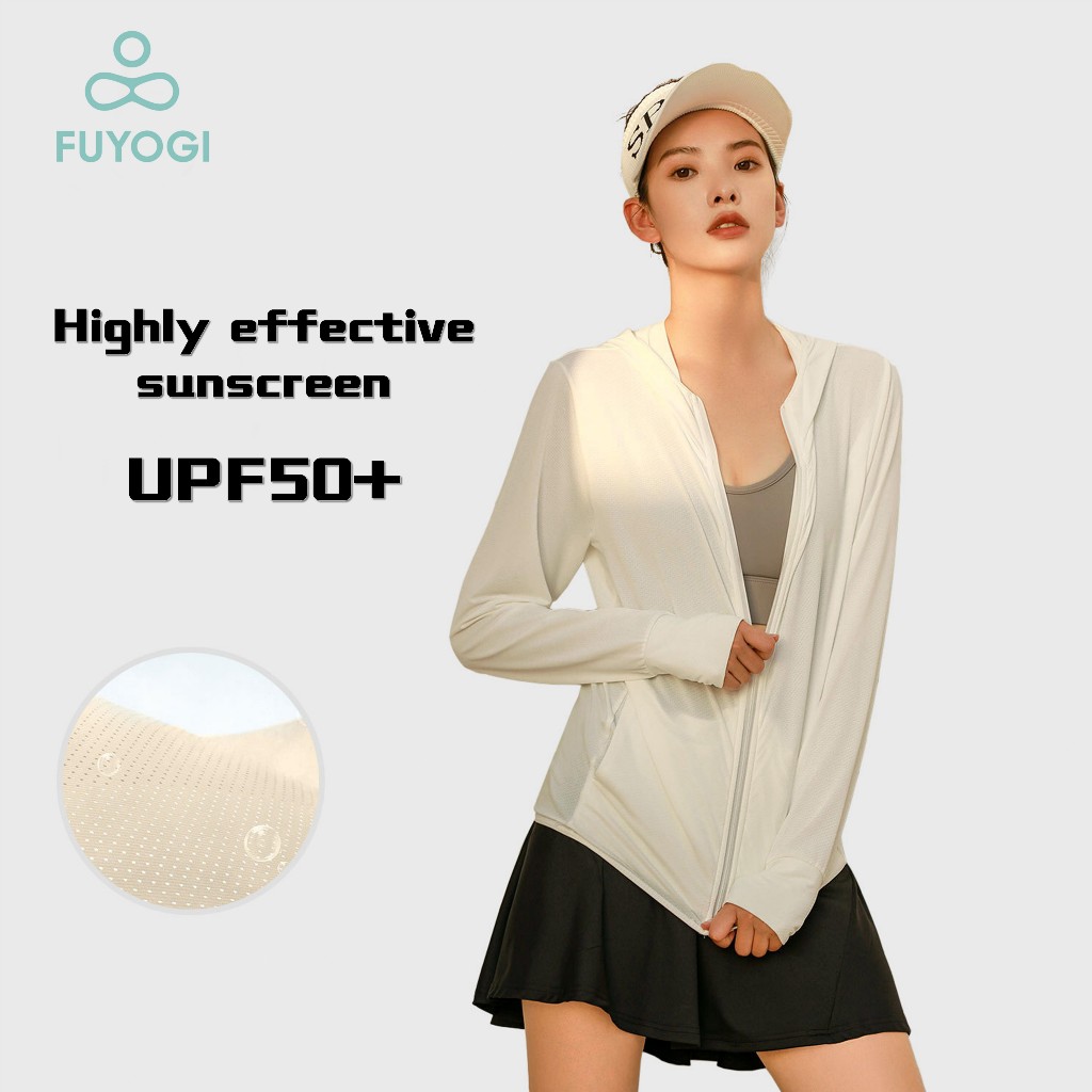 FUYOGI Sun Protection Jacket Clothing UPF 50+ Women Zip Hoodie Long Sleeve Outdoor Clothes Hiking Jacket Breatha