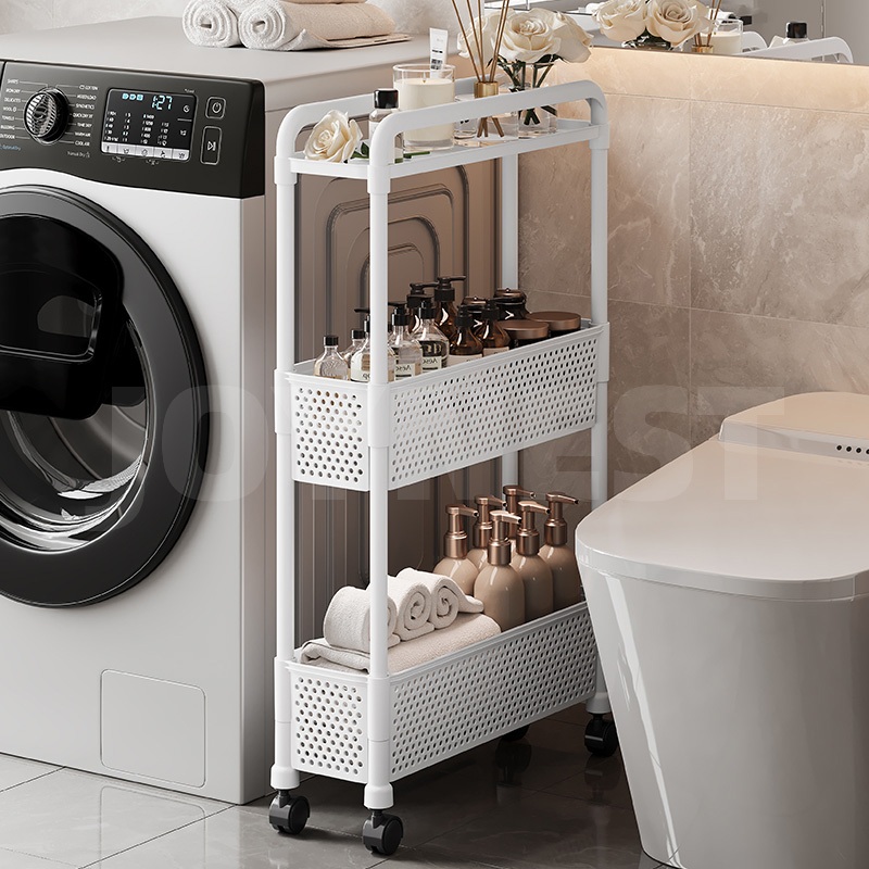 3/4 Tier Gap Stroage Rack Movable Narrow Shelf Kitchen Storage Trolley Rack With Wheels Rak Buku 023