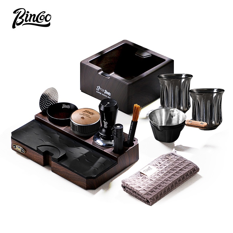 BINCOO Multi-function Powder Base Espresso Machine Distributor Tamping Hammer Storage Set 51/58MM