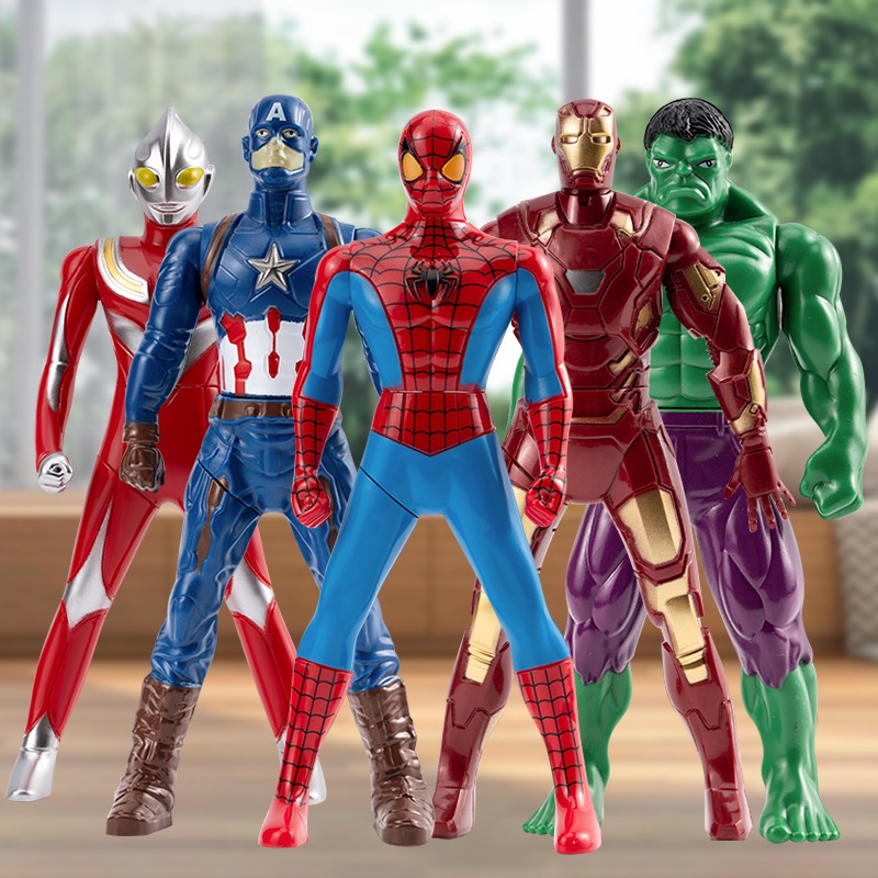 360° Rotating Marvel Super Hero Toy Iron Man Utralman Spider Man Hulk Captain America Avengers Figurines Dolls Toys Gift