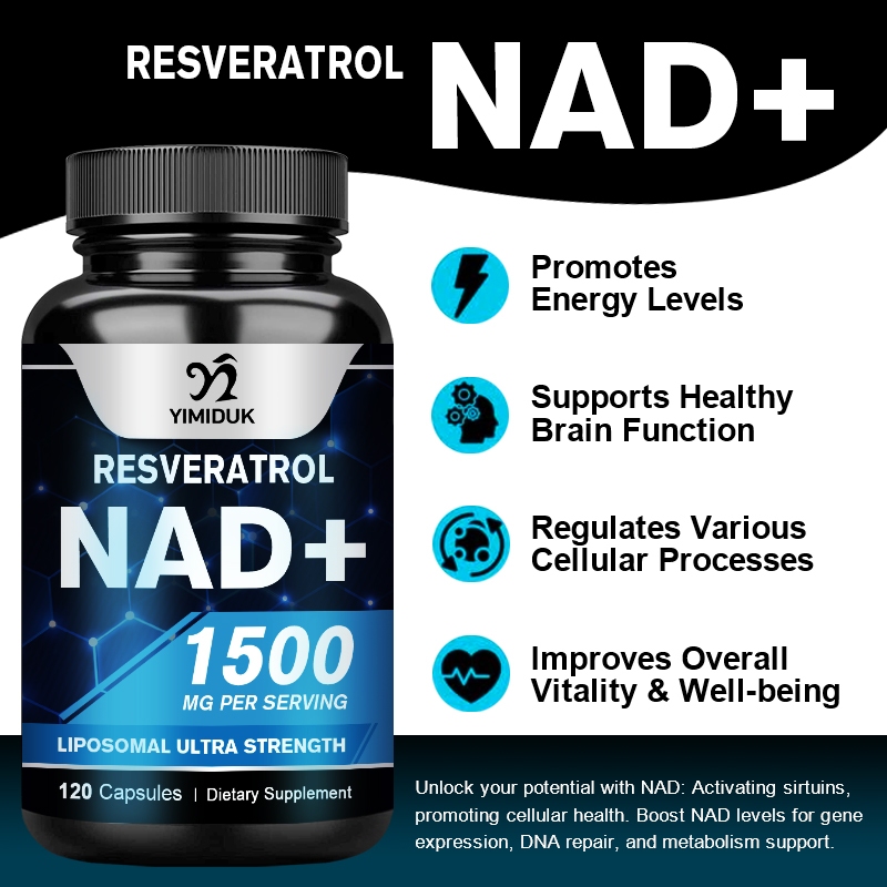 NAD Supplement, With Resveratrol, Support Cellular Health, Promotes Energy Levels Stamina & Healthy Aging - For Women & Men, 120 pills
