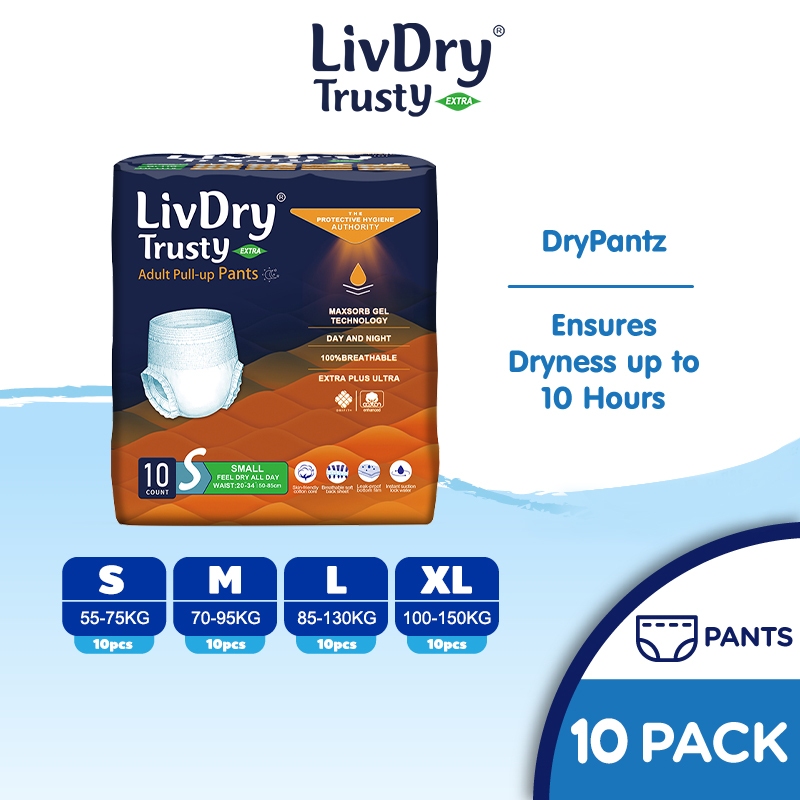 Livdry Adult Diapers S-XL (10Packs/100Pcs)