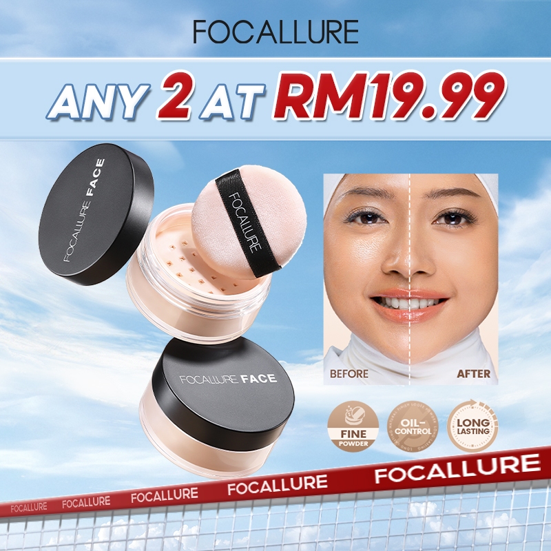 FOCALLURE Matte Oil Control Loose Setting Powder Weightless Soft-velvet Blurring With Cosmetic Puff Beauty Makeup 7g