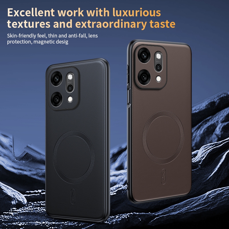 Leather Case For OPPO Reno 14 14F 13 13F 12 12F Pro 5G 4G 2025 Reno14 Reno13 Reno12 14F 13F 12F Built-in Magnet Anti Fingerprint Wireless Charging Shockproof Soft Bumper Back Cover