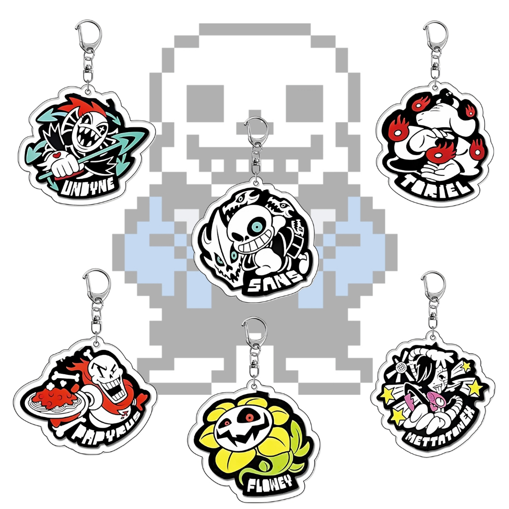 UNDERTALE Keychain Frisk Acrylic Key Pendant Sans Phone Chain Papyrus Backpack Bag Accessory Flowey Gifts