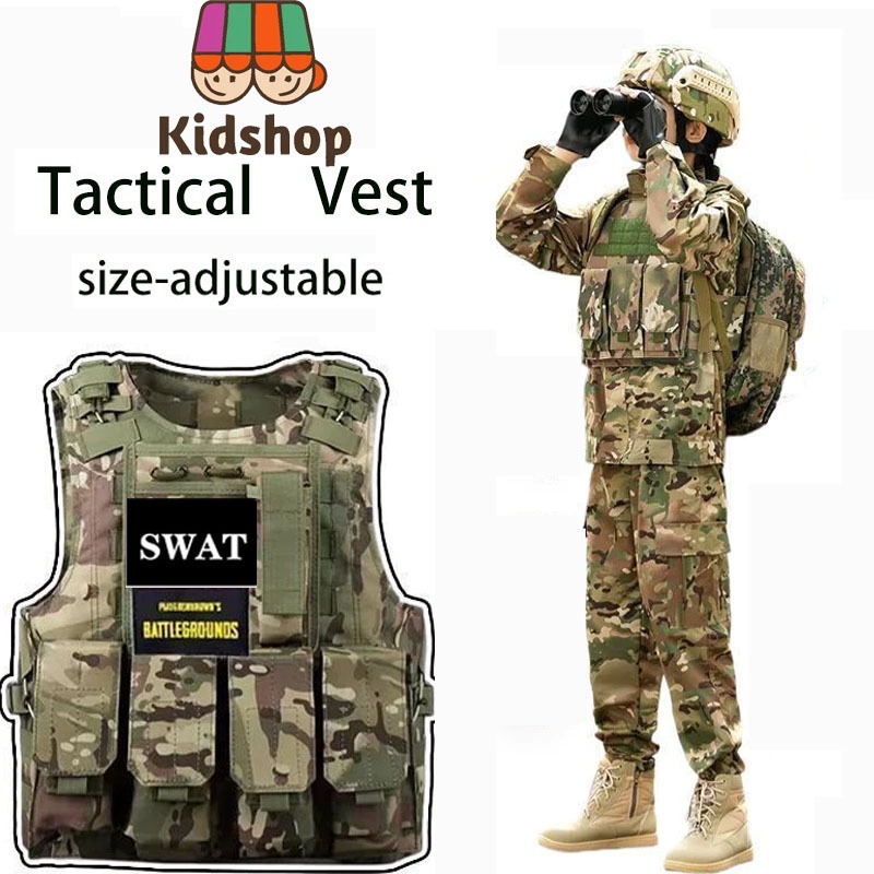 Children's Tactical Vest, Children's Bulletproof Vest, Camouflage Tactical Vest, Level 3 Armor, Multifunctional Combat Vest Equipment, Performance Costume Props