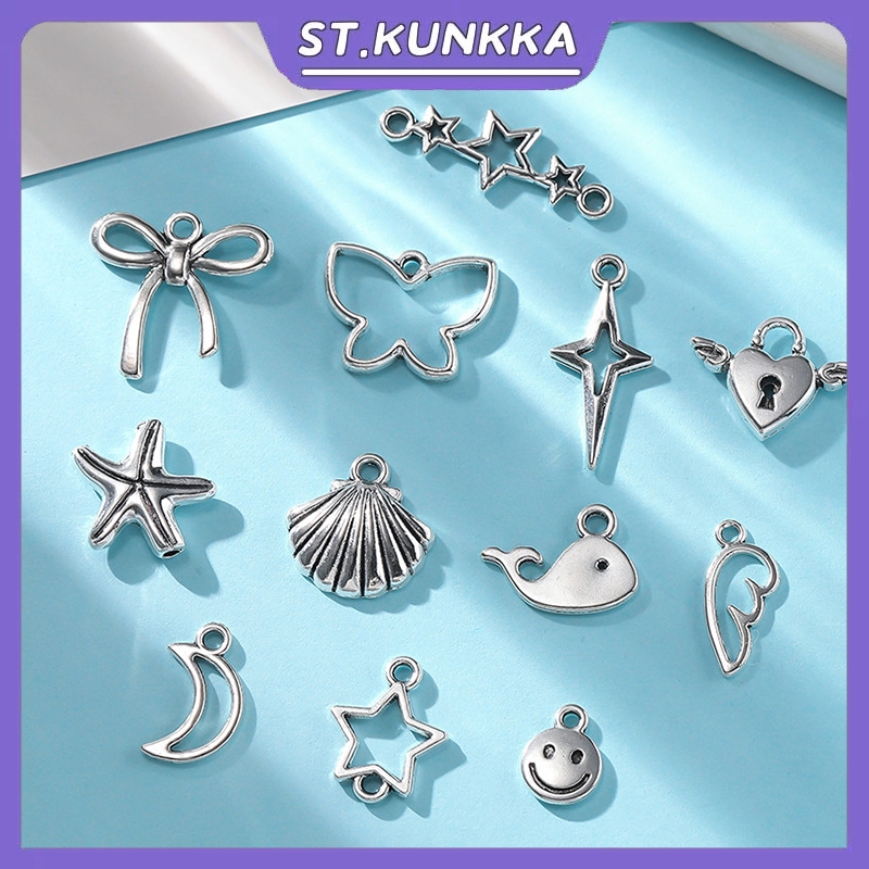 10Pcs Zinc Alloy Pendant, Moon Butterfly Star Charms for DIY Bracelet Necklace Jewelry Making