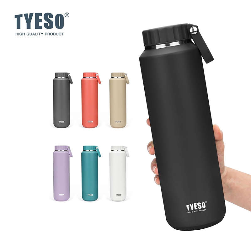 TYESO Vacuum Insulated Stainless Steel Water Bottle 500ml/710ml Thermos Flask Keep Hot & Cold With Handle TS-8755C/8756C